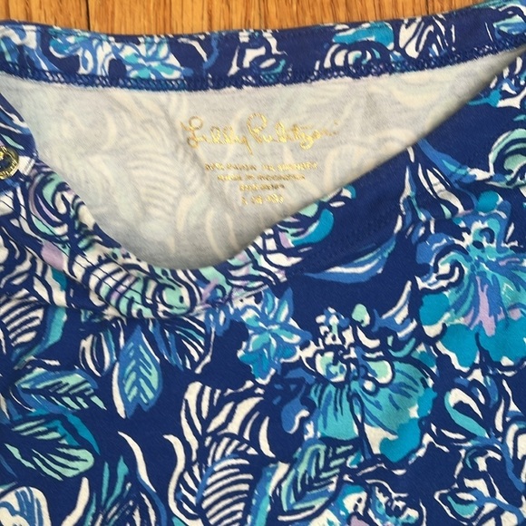 Lilly Pulitzer Mini 3/4 Sleeve Sophie Dress Multi Blue Artsy Leaf Print L 8/10 - Picture 2 of 4